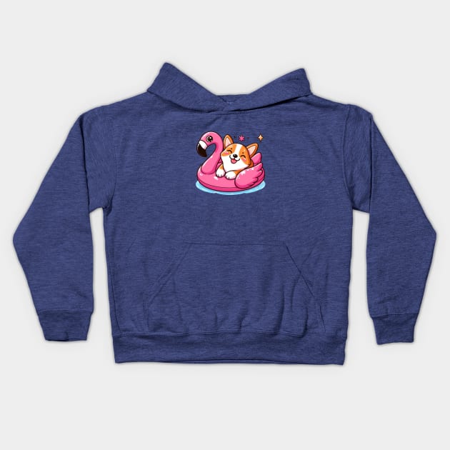 Corgi girl pool party Kids Hoodie by WellnerCreations